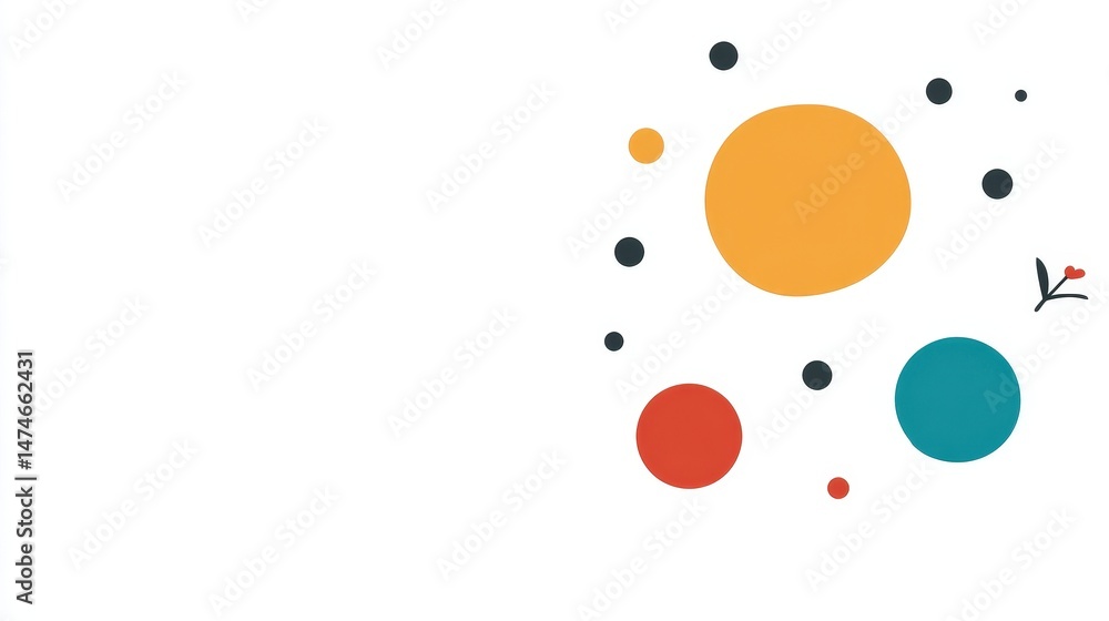 Poster colorful abstract design with circles and dots on a white background for creative projects