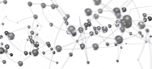 Stock photo of an abstract network connection with gray spheres and thin lines. Ideal for technology, communication, and connection concepts.