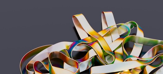 Colorful, tangled ribbons create an abstract image. Perfect for design and technology concepts.