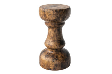 Dark brown wooden pedestal, hourglass shape, smooth finish