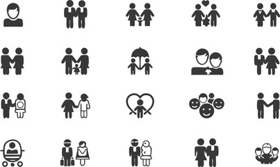 family  relationship icon set  vector glyph pictog.eps