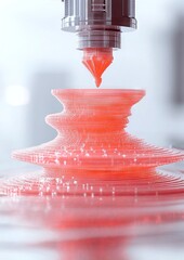 Red Minimalist 3D Printing Illustration, Layer-by-Layer Additive Manufacturing