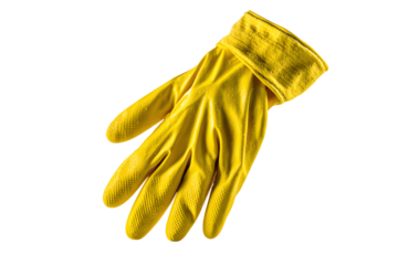 Yellow work glove, white isolate background