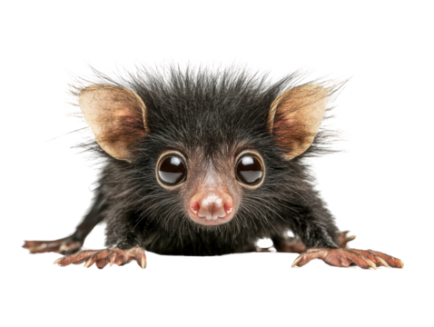A cute black creature with large eyes.