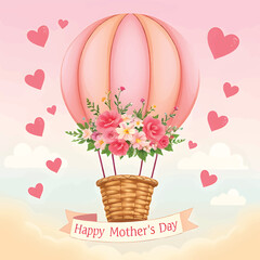 happy mother day card with flowers decoration Adobe Illustrator Artwork