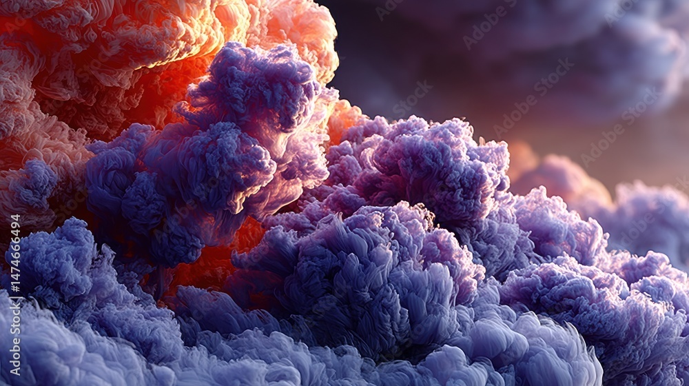 Poster realistic smoke cloud on violet background 3d rendering,stock photo