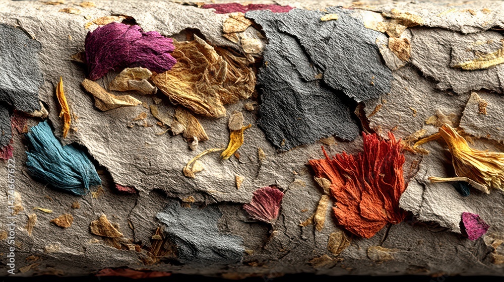 Aufkleber recycled paper background with inclusions of small natural fibers extra large highly detailed image.