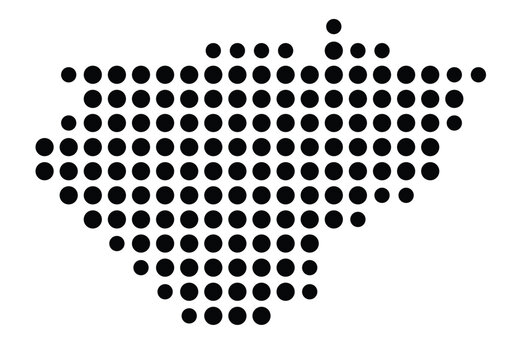 Symbol Map of the city Schenefeld (Schleswig-Holstein, Germany) showing the city with a pattern of just a few black dots