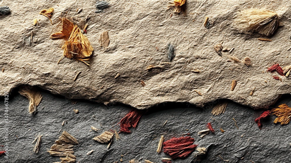 Aufkleber recycled paper background with inclusions of small natural fibers extra large highly detailed image