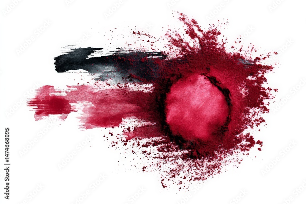 Poster vibrant explosion of red and black paint creating an abstract art piece