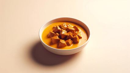 Pieces of sacrificial goat meat in rich yellow curry, perfect for Eid al-Adha feast