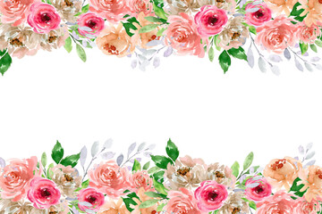 Watercolor flowers background vector for design.