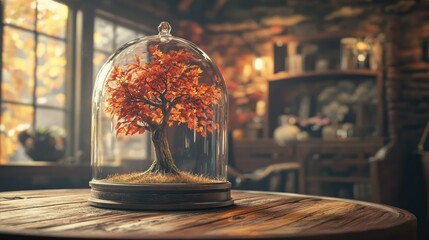 a close up of a glass ball with a tree inside, tree of life inside the ball