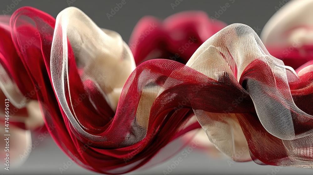 Aufkleber red abstract fabric in motion on white background generative ai