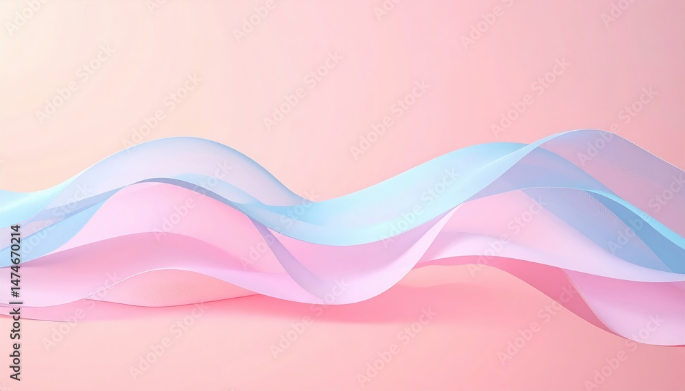 Poster flowing waves of colorful ribbons abstract background digital art soft pastel environment dynamic vi