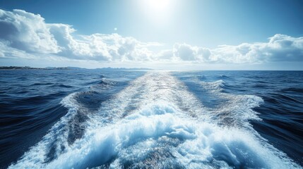 A luxury yacht cruising at high speed on a calm