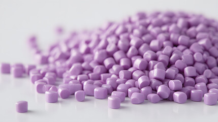 Pastel purple Plastic Polymer Pellets – Thermoplastic Granules for Injection Molding, Extrusion, Recycling, and Industrial Manufacturing – Polypropylene, Polyethylene, Polystyrene Resin Material