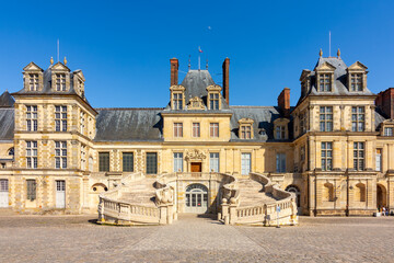 Medieval Fontainebleau palace (Chateau de Fontainebleau) in France
