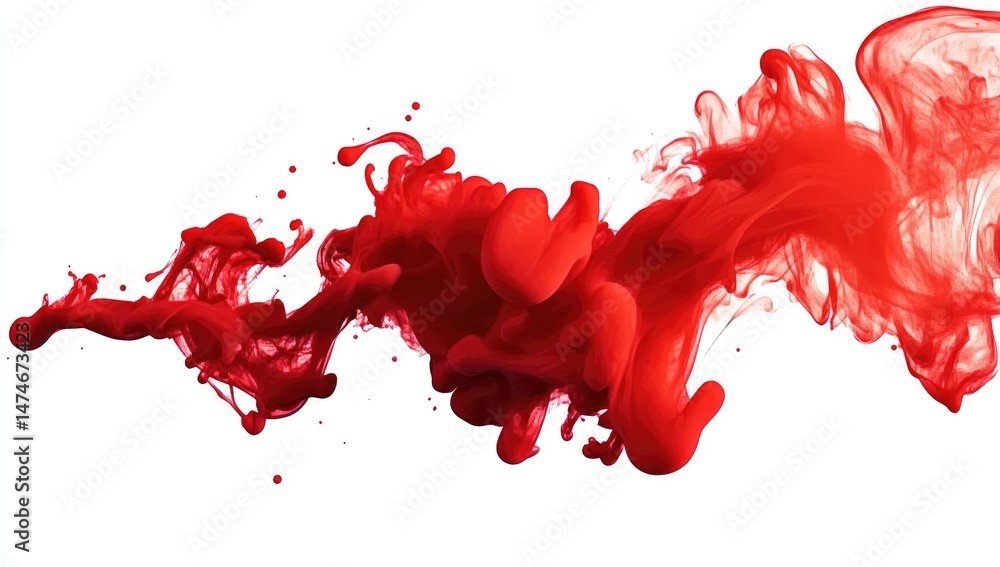Poster red ink swirls in abstract patterns