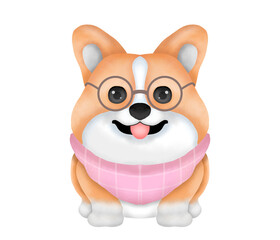 Cute Corgi cartoon isolated on background 