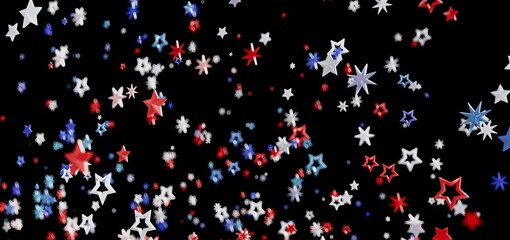 Red, white, and blue stars on black. Perfect for Independence Day!