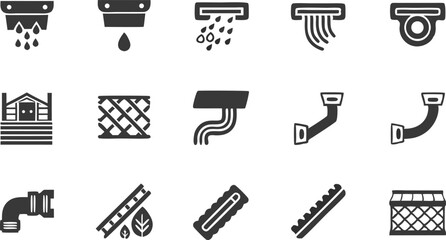 gutter maintenance line icon set  vector pictogram (1).eps