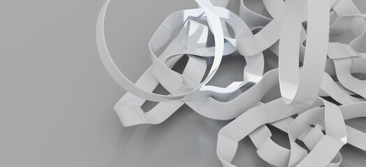 Modern abstract background image of white ribbons tangled together. Perfect for design projects.