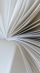 Abstract paper pages curving and layering in soft light