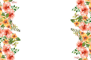 Watercolor flowers background vector for design.