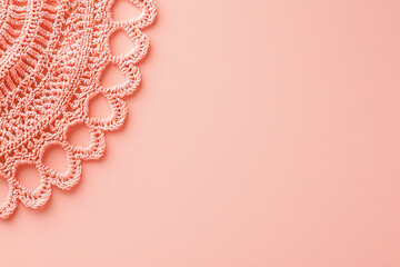 Obraz premium Soft peach lace trim with delicate patterns and space for text