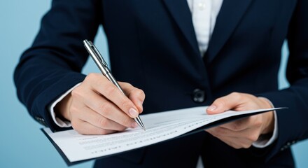 Woman Signing Business Contract Document