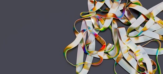 Colorful, tangled ribbons.  Perfect for design, texture, and abstract backgrounds.