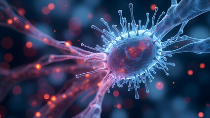 Obraz premium Human Brain Microglia Responding to Injury Visualized Through Two-Photon Microscopy Showing Resident Immune Cells Extending Processes