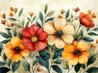 60. A charming border graphic featuring a variety of hand-painted flowers and leaves in vibrant colors, creating a cheerful and inviting frame. This design is perfect for presentations related 