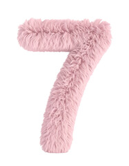  number  shape with pink fur isolated on white background 3D rendering   png