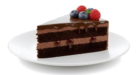 Delicious Chocolate Cake with Raspberry and Blueberry