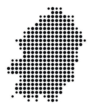 Symbol Map of the city Brakel (Nordrhein-Westfalen, Germany) showing the city with a pattern of just a few black dots