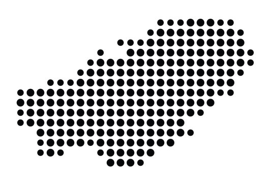 Symbol Map of the city Engelskirchen (Nordrhein-Westfalen, Germany) showing the city with a pattern of just a few black dots