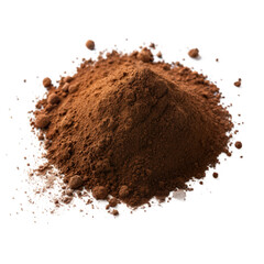 Piled brown powder with small clumps of granules Isolated on transparent background for food and health