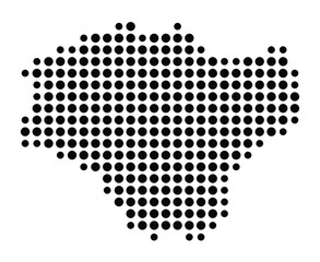 Symbol Map of the city Havixbeck (Nordrhein-Westfalen, Germany) showing the city with a pattern of just a few black dots