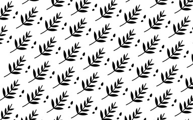 vector seamless pattern with hand drawn leaves