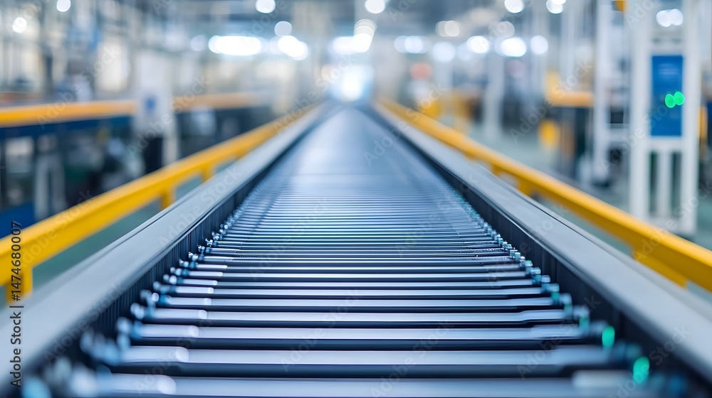 Aufkleber automated conveyor belt transporting high-tech components