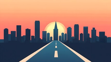 Obraz premium Road leading to a prosperous urban future