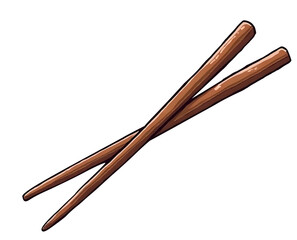 Wooden chopsticks crossed on transparency background, perfect for dining., cut out