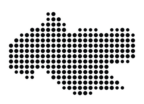 Symbol Map of the city H&ouml;velhof (Nordrhein-Westfalen, Germany) showing the city with a pattern of just a few black dots