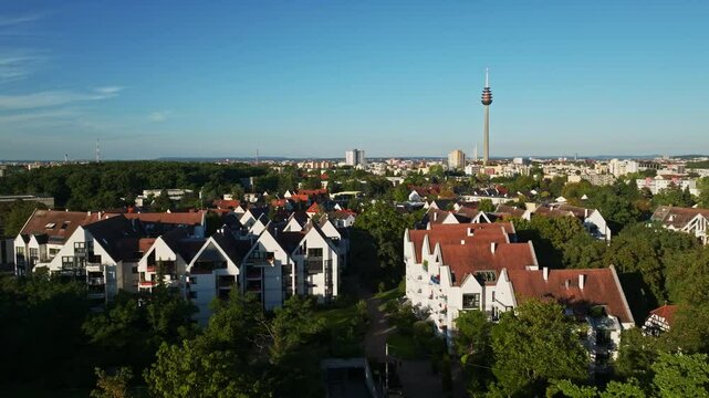 Aerial view of R&ouml;thenbach Ost in Nuremberg-West, Germany.