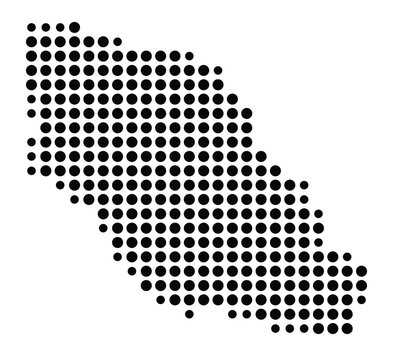 Symbol Map of the city Kerken (Nordrhein-Westfalen, Germany) showing the city with a pattern of just a few black dots
