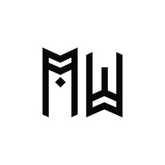 MW monogram logo design letter text name symbol monochrome logotype alphabet character simple logo