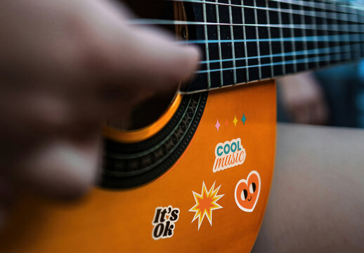 Creole Guitar Stickers Mockup