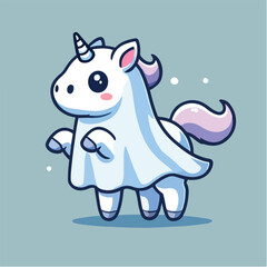 Fototapeta premium Cute Ghost Horse Standing Cartoon Vector Icon Illustration